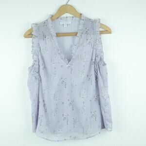 Women's Small Blouse Soft Floral Pastel Purple Cottagecore Romantic Feminine